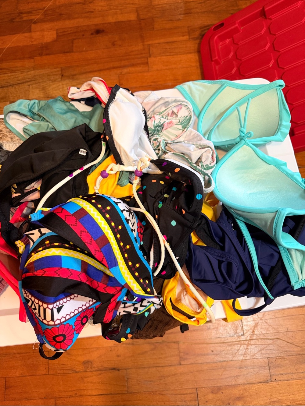 Mixed Women's Bikini Top Lot - Bright Multicolor & Aqua and several 1 pieces